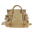 Miu Miu Hand Bag Leather 2way Beige Gold Auth 186442SAM-3