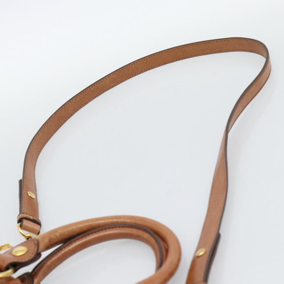 Miu Miu Hand Bag Leather 2way Brown Gold Auth 186443SAM