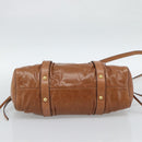 Miu Miu Hand Bag Leather 2way Brown Gold Auth 186443SAM-5