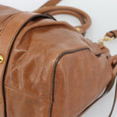 Miu Miu Hand Bag Leather 2way Brown Gold Auth 186443SAM-9