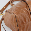 Miu Miu Hand Bag Leather 2way Brown Gold Auth 186443SAM-16