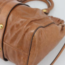 Miu Miu Hand Bag Leather 2way Brown Gold Auth 186443SAM-17