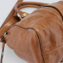 Miu Miu Hand Bag Leather 2way Brown Gold Auth 186443SAM-18