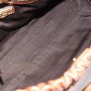 Miu Miu Hand Bag Leather 2way Brown Gold Auth 186443SAM-10