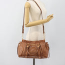 Miu Miu Hand Bag Leather 2way Brown Gold Auth 186443SAM-24