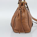 Miu Miu Hand Bag Leather 2way Brown Gold Auth 186443SAM-3