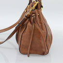 Miu Miu Hand Bag Leather 2way Brown Gold Auth 186443SAM-4