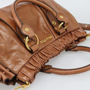 Miu Miu Hand Bag Leather 2way Brown Gold Auth 186443SAM-6