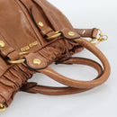 Miu Miu Hand Bag Leather 2way Brown Gold Auth 186443SAM-7