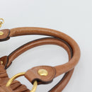 Miu Miu Hand Bag Leather 2way Brown Gold Auth 186443SAM-14