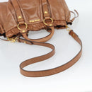 Miu Miu Hand Bag Leather 2way Brown Gold Auth 186443SAM-8