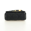 Christian Dior Cannage Caro Chain Pouch Lamb Skin Black Gold Auth 186459SAM-5