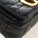 Christian Dior Cannage Caro Chain Pouch Lamb Skin Black Gold Auth 186459SAM-15