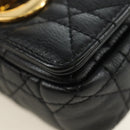 Christian Dior Cannage Caro Chain Pouch Lamb Skin Black Gold Auth 186459SAM-16