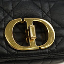 Christian Dior Cannage Caro Chain Pouch Lamb Skin Black Gold Auth 186459SAM-19