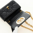 Christian Dior Cannage Caro Chain Pouch Lamb Skin Black Gold Auth 186459SAM-9