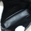 Christian Dior Cannage Caro Chain Pouch Lamb Skin Black Gold Auth 186459SAM-10