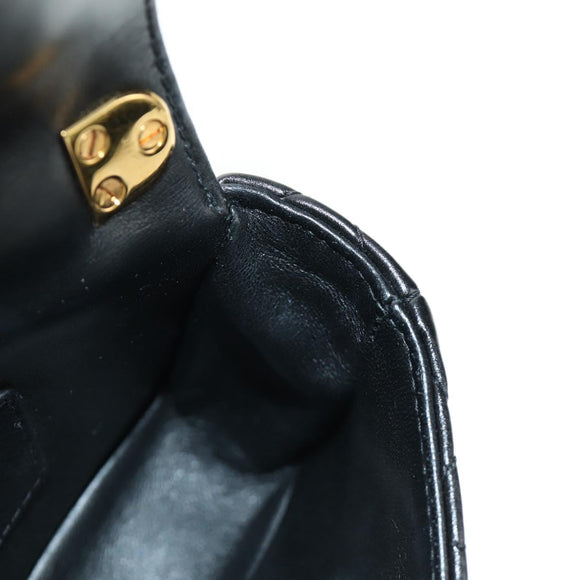Christian Dior Cannage Caro Chain Pouch Lamb Skin Black Gold Auth 186459SAM