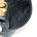 Christian Dior Cannage Caro Chain Pouch Lamb Skin Black Gold Auth 186459SAM-24