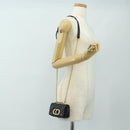 Christian Dior Cannage Caro Chain Pouch Lamb Skin Black Gold Auth 186459SAM-25
