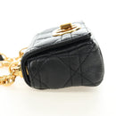 Christian Dior Cannage Caro Chain Pouch Lamb Skin Black Gold Auth 186459SAM-3
