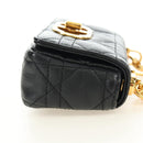 Christian Dior Cannage Caro Chain Pouch Lamb Skin Black Gold Auth 186459SAM-4