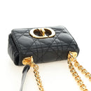 Christian Dior Cannage Caro Chain Pouch Lamb Skin Black Gold Auth 186459SAM-6