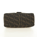 FENDI Zucca Canvas Mamma Baguette Shoulder Bag Black Brown Auth 186461V-5