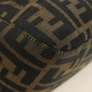 FENDI Zucca Canvas Mamma Baguette Shoulder Bag Black Brown Auth 186461V-15