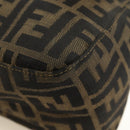 FENDI Zucca Canvas Mamma Baguette Shoulder Bag Black Brown Auth 186461V-16