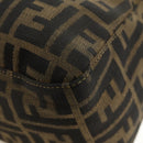 FENDI Zucca Canvas Mamma Baguette Shoulder Bag Black Brown Auth 186461V-18
