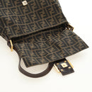 FENDI Zucca Canvas Mamma Baguette Shoulder Bag Black Brown Auth 186461V-20