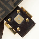 FENDI Zucca Canvas Mamma Baguette Shoulder Bag Black Brown Auth 186461V-10