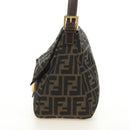 FENDI Zucca Canvas Mamma Baguette Shoulder Bag Black Brown Auth 186461V-3