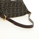 FENDI Zucca Canvas Mamma Baguette Shoulder Bag Black Brown Auth 186461V-7