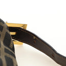 FENDI Zucca Canvas Mamma Baguette Shoulder Bag Black Brown Auth 186461V-9
