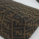 FENDI Zucca Canvas Mamma Baguette Shoulder Bag Black Silver Brown Auth 186462V-16
