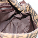 FENDI Zucca Canvas Mamma Baguette Shoulder Bag Black Silver Brown Auth 186462V-19