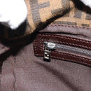 FENDI Zucca Canvas Mamma Baguette Shoulder Bag Black Silver Brown Auth 186462V-21