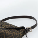 FENDI Zucca Canvas Mamma Baguette Shoulder Bag Black Silver Brown Auth 186462V-8