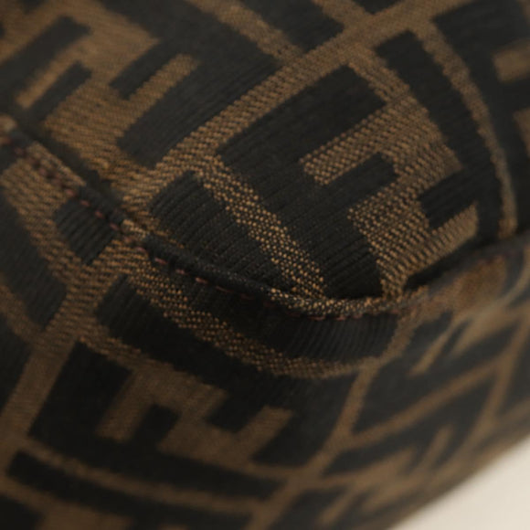 FENDI Zucca Canvas Mamma Baguette Shoulder Bag Black Brown Auth 186463V