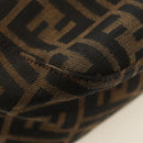FENDI Zucca Canvas Mamma Baguette Shoulder Bag Black Brown Auth 186463V-17