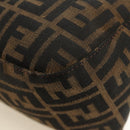 FENDI Zucca Canvas Mamma Baguette Shoulder Bag Black Brown Auth 186463V-18
