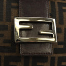 FENDI Zucca Canvas Mamma Baguette Shoulder Bag Black Brown Auth 186463V-19