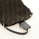 FENDI Zucca Canvas Mamma Baguette Shoulder Bag Black Brown Auth 186463V-20