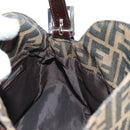 FENDI Zucca Canvas Mamma Baguette Shoulder Bag Black Brown Auth 186463V-22