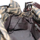 FENDI Zucca Canvas Mamma Baguette Shoulder Bag Black Brown Auth 186463V-23