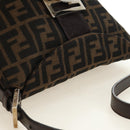 FENDI Zucca Canvas Mamma Baguette Shoulder Bag Black Brown Auth 186463V-6