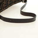 FENDI Zucca Canvas Mamma Baguette Shoulder Bag Black Brown Auth 186463V-7