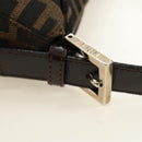 FENDI Zucca Canvas Mamma Baguette Shoulder Bag Black Brown Auth 186463V-8